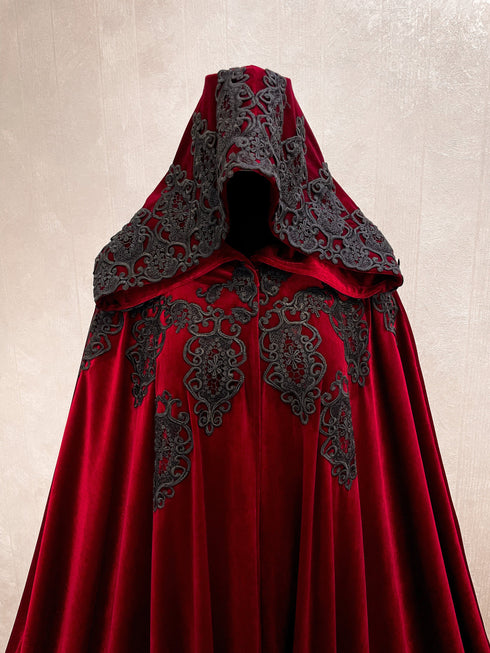 Red hooded long cape